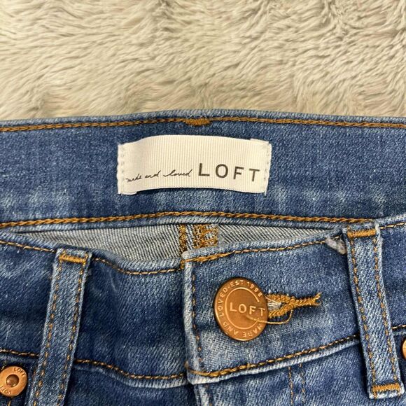 LOFT Jeans Women 28 6 Skinny Medium Wash Raw Hem Stretch Denim Distressed Modern - Picture 4 of 10